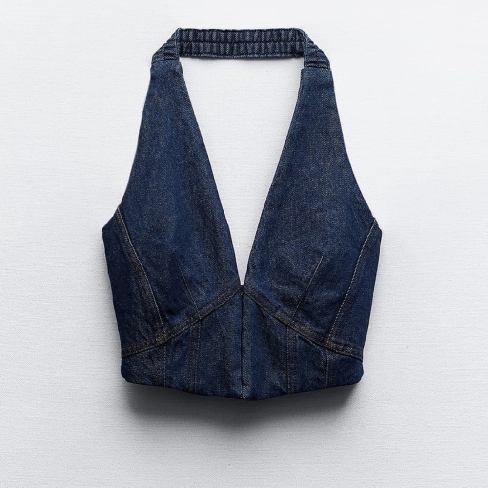 Zara Mixed Denim Corset Top